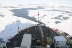 a ship in an icy landscape