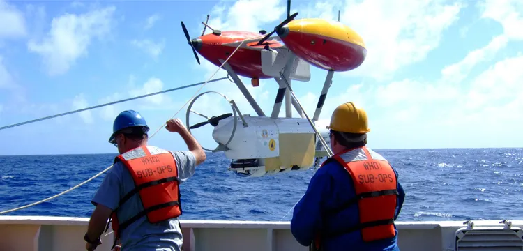 Geophysicist Jian Lin of Woods Hole Oceanographic Institution studied the earthquake site that triggered 2004’s Indian Ocean tsunami. New tools to map seafloor earthquakes—like this robotic Autonomous Benthic Explorer—enhance our understanding of catastrophic events, such as the tsunami.