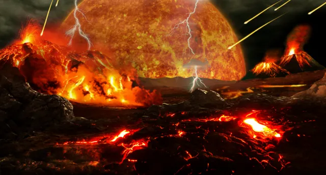 a molten planet surface